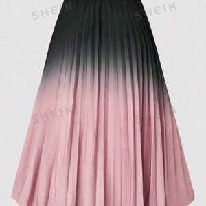 SHEIN Clasi Plus Size Gradient Elastic Waist Pleated Skirt